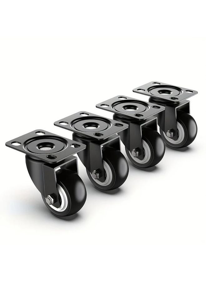 4 قطع من عجلات الكاستر الدوارة الثقيلة مقاس 1.5 بوصة مع فرامل للأثاث والمعدات - Image 3